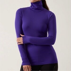 Athleta Flurry Blizzard Rib Turtleneck in Nobel Blue Purple Long Sleeve Top S